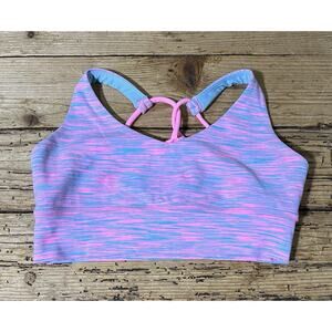 Lululemon Ivivva Girl’s Size 14 Pink/Blue Athletic Cross-back Sports Bra